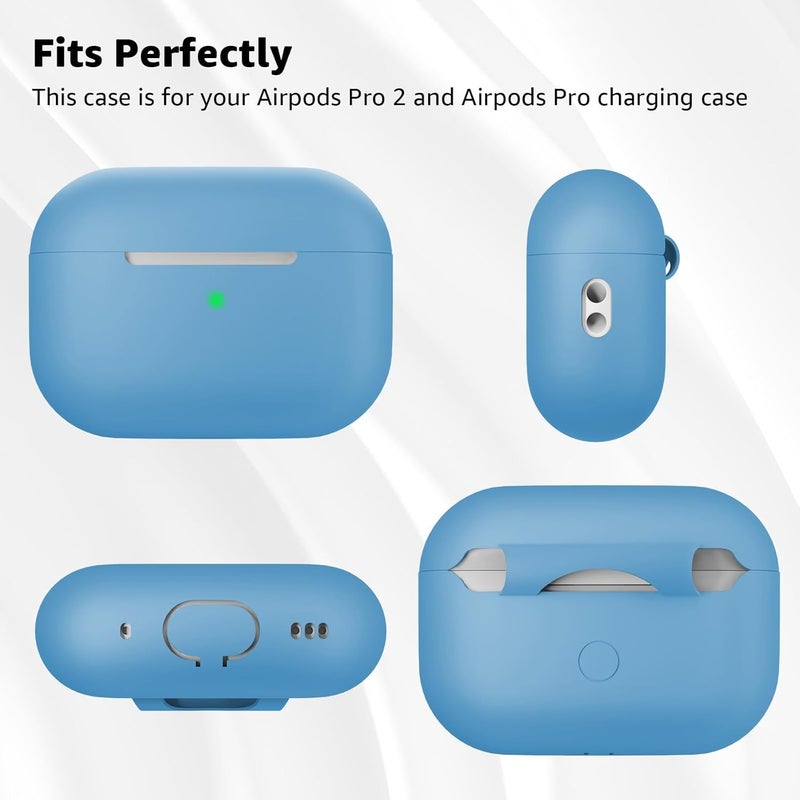 Tandoler Compatible with Airpods Pro 2 Case, Soft Silicone Skin Cover Protective Cases with Cleaner kit and Lanyard Compatible for AirPod Pro 2nd Generation, Front LED Visible - Sky Blue - Image 5